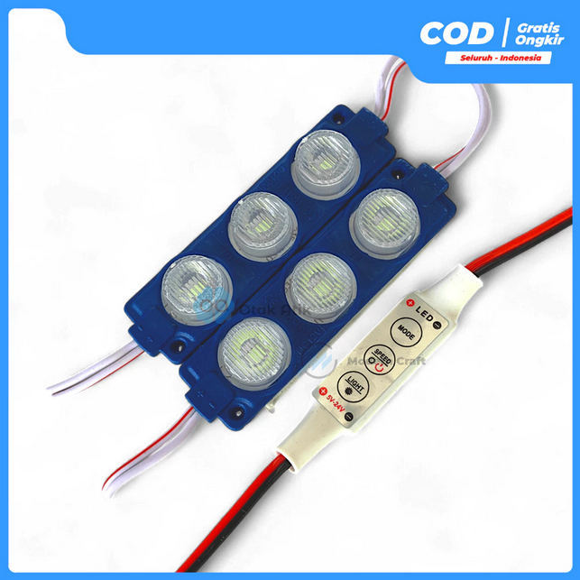 Paket Lampu LED 3 MATA+Modul Blitz Kedip Pesawat 12v/24v Lampu Kolong Variasi Motor Mobil Truk Bus