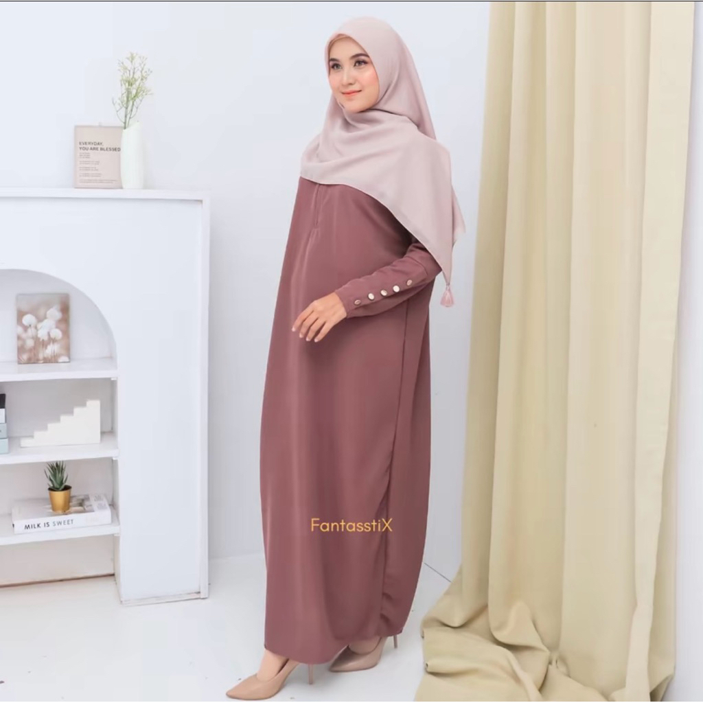 Lokal By Fx - Gamis Inara / W Dress inara Button Lembut Nyaman Mewah...