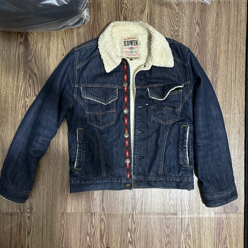 denim edwin trucker sherpa