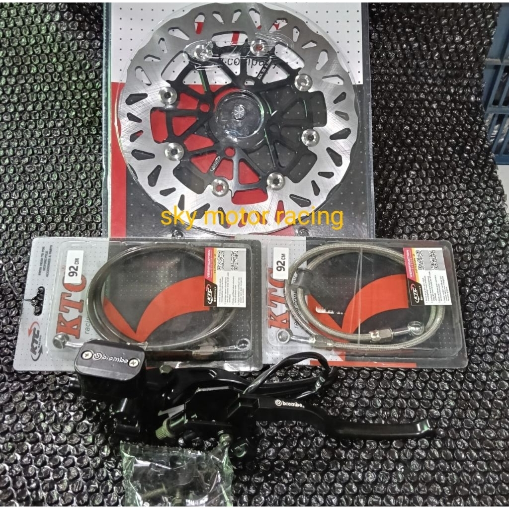 Paketan  master rem kotak + selang ktc racing plus piringan ktc racing ukuran 260mm gerigi untuk mot