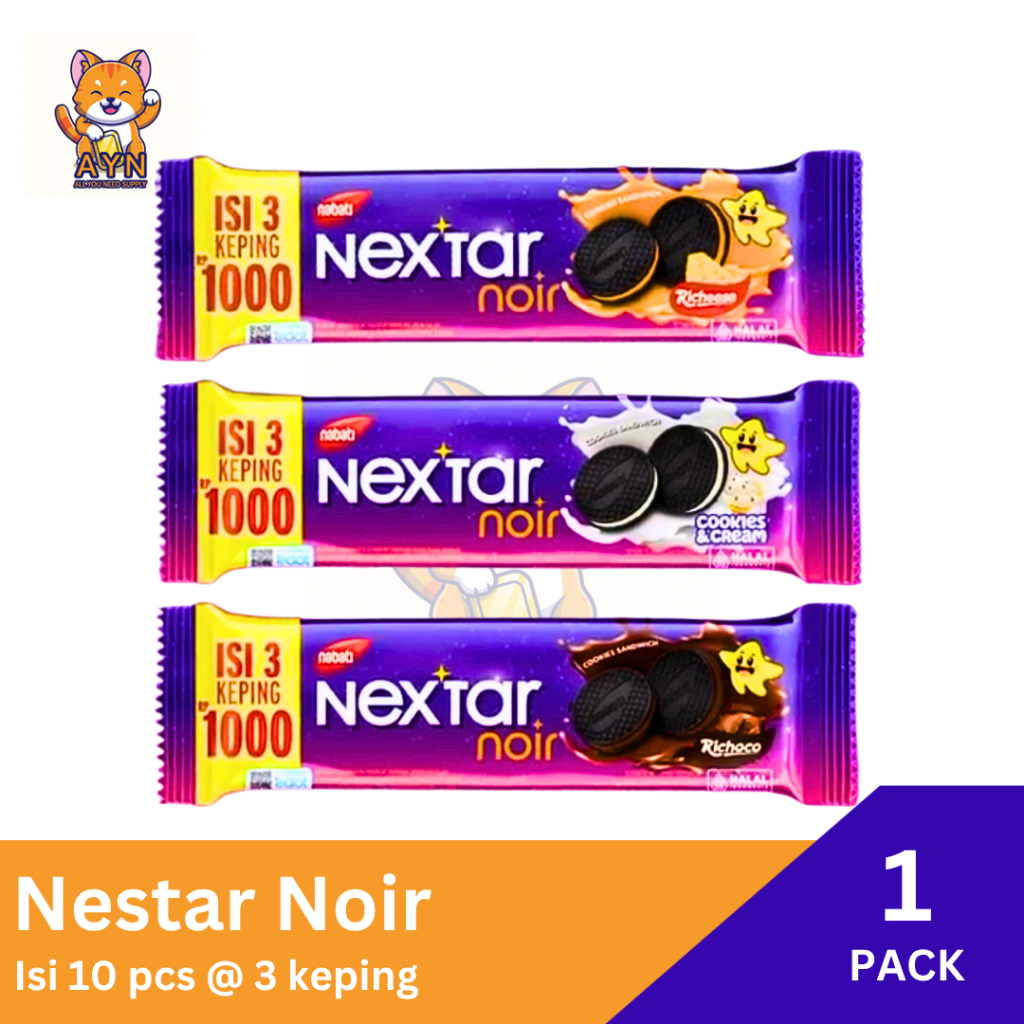 

Nabati Nextar Noir Cookies & Cream / Keju / Coklat [ 1 pack isi 10 pcs ]