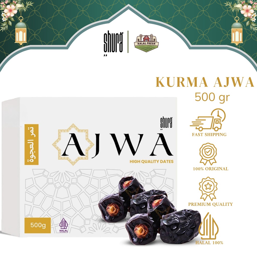 

Shura Kurma Ajwa Box 500gr Kurma Nabi Premium Original High Quality