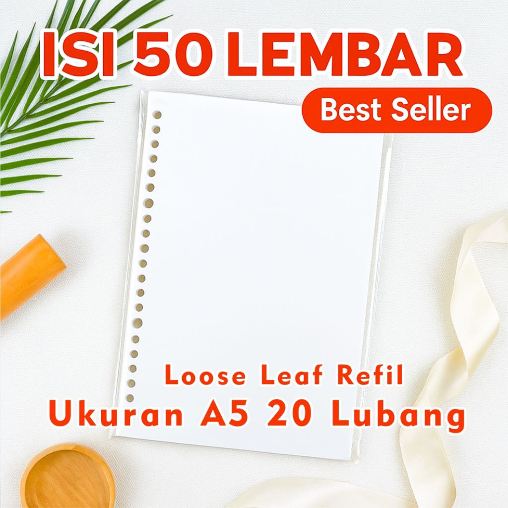 

Loose Leaf A5 / Kertas Isi Ulang Binder Isi 50 Lembar/Notebook Refill / Loose Leaf Isi Polos/Garis