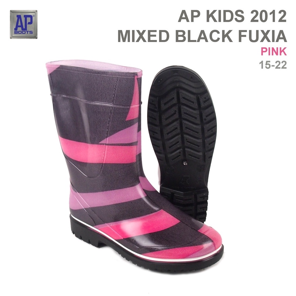 KODE X98A AP Boots AP KIDS 212 MIXED BLACK FUXIA  Sepatu Boot PVC