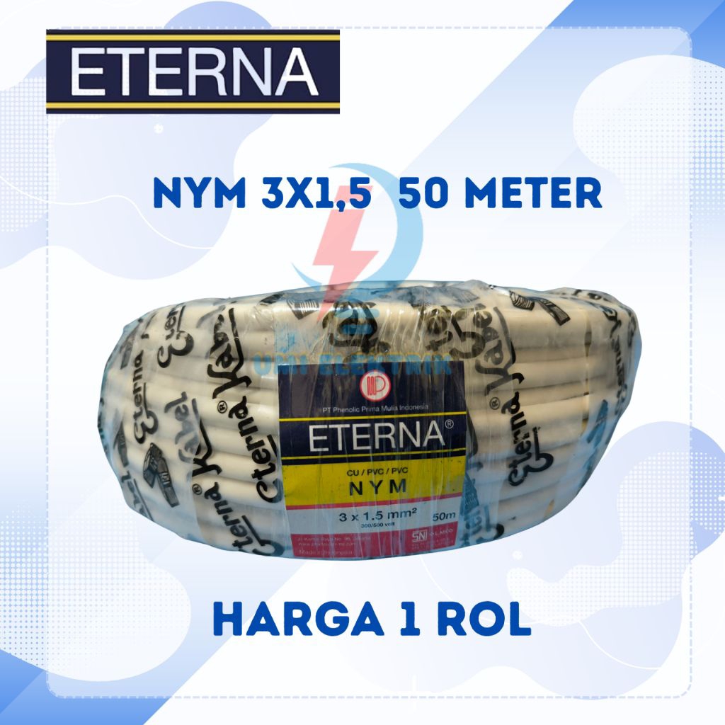 KABEL ETERNA NYM 3x1,5 50 meter SNI LMK