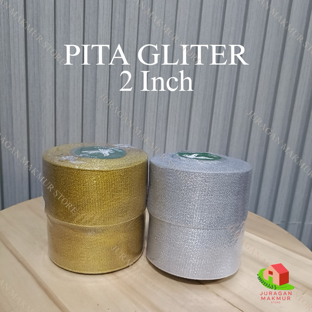 

1 ROLL PITA EMAS PERAK GOLD DAN SILVER 2 INCH (5CM) pita glitter metalik gold dan silver
