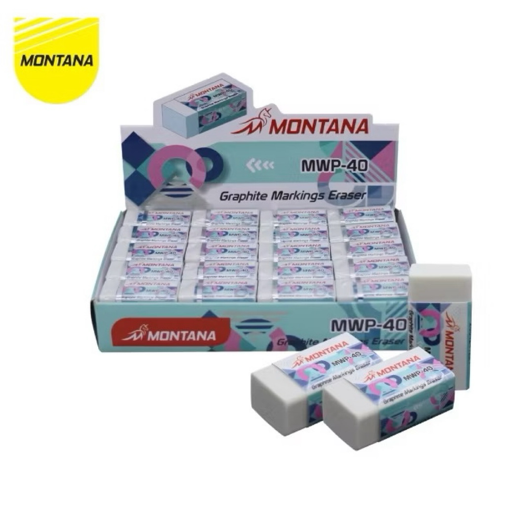 

MONTANA Graphite Marking Eraser Penghapus Pensil 40 Pcs Dust Free MW-40/Box