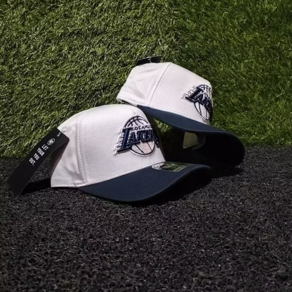 Topi Baseball Lakers Navy Putih Bahan putih Visor Navy topi Premium NBA High Quality