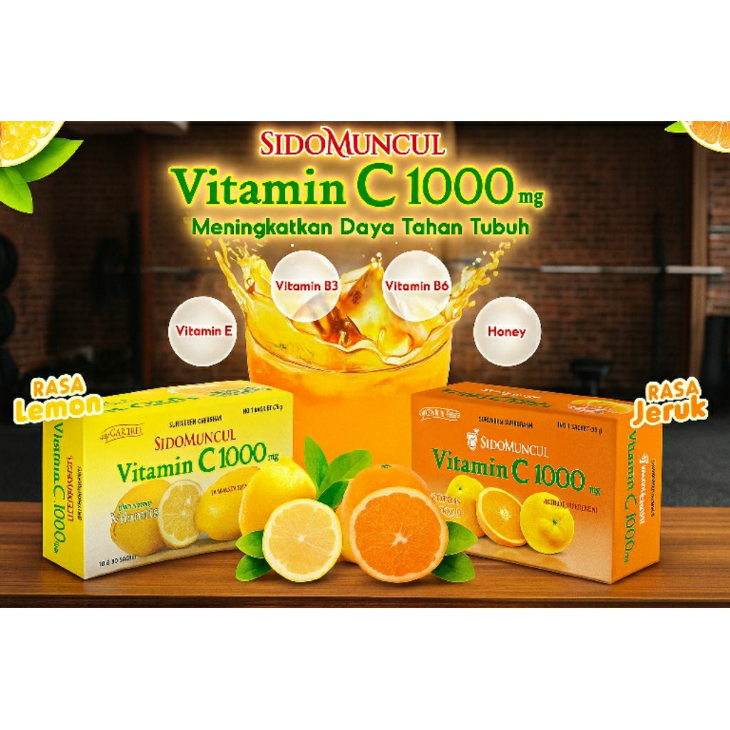 SidoMuncul C1000 Lemon Orange Jeruk Sido Muncul Vitamin C 1000 1 box isi 6 saset Suplemen Multivitam