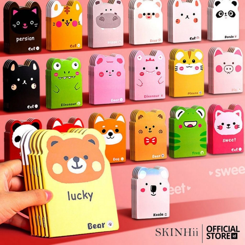 

SKINHii - Buku Tulis Memo Kecil Mini Motif Karakter Kartun / Note Book Buku Catatan Kartun Berkuping Cartoon Mini BookBuku kecil beruang lucu