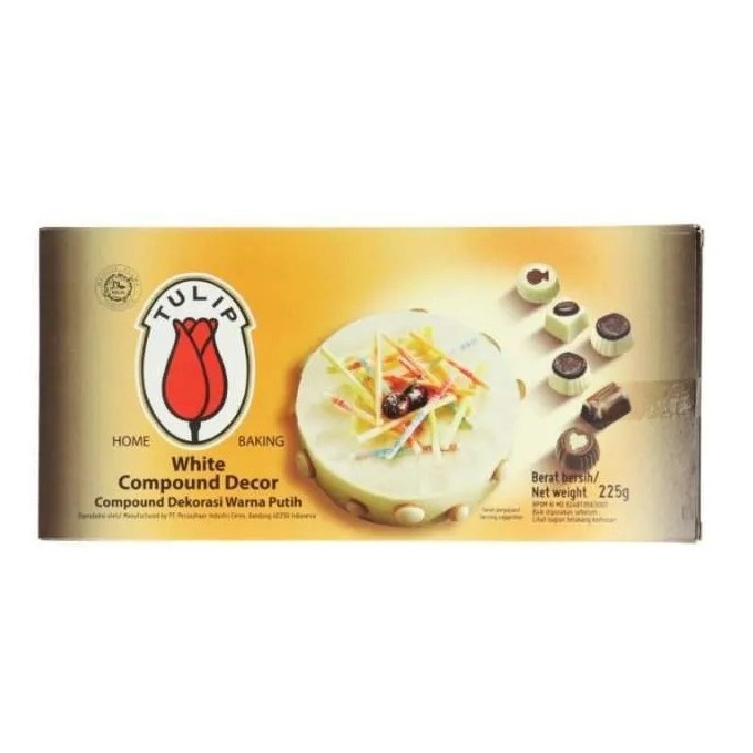 

Tulip WHITE Chocolate Compound - coklat warna putih Kemasan 225gr - wrna putih