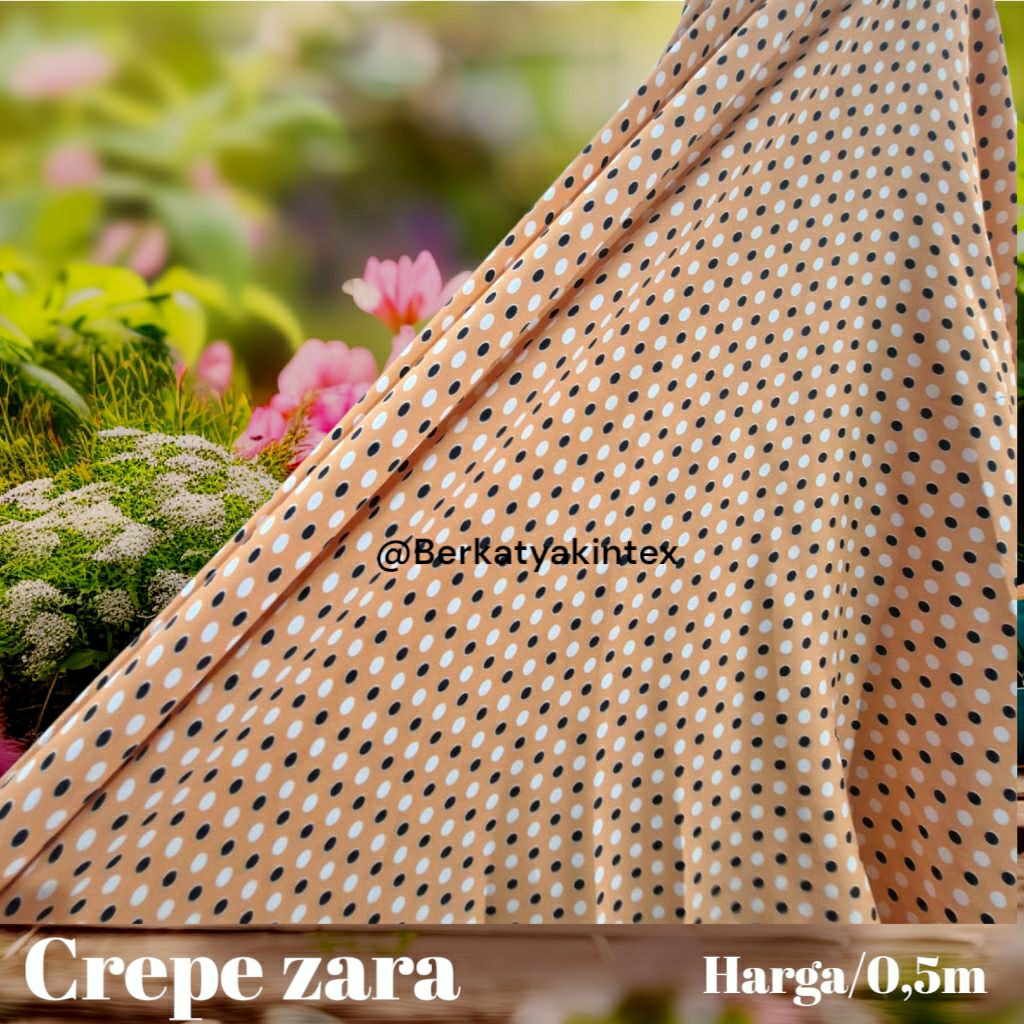 kain crepe zara premium motif polkadot - kain zara crepe motif polkadot - kain crepe motif polkadot 