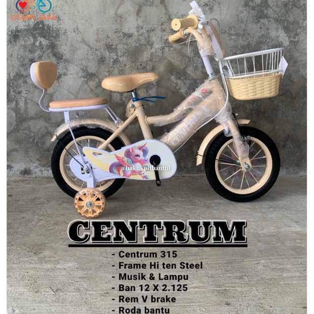 Sepeda Anak Cewek Keranjang Mini ring 12 Centrum 315 ada musiknya | Sepeda Anak Roda 4 centrum 315