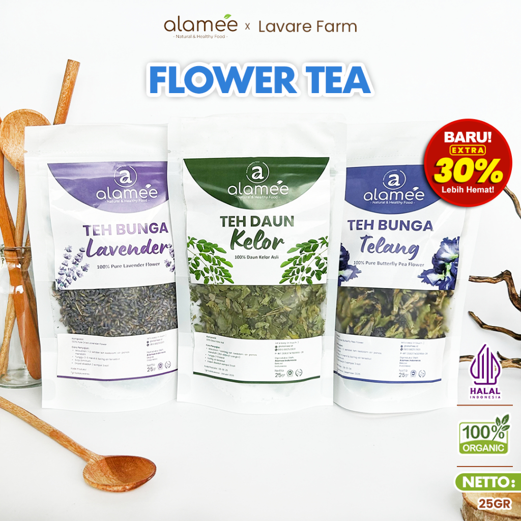 

ALAMEE Teh Chamomile Tea 25gr Bunga Telang Jati Cina Daun Kelor Green Tea Senna Leaf Flower BUMA