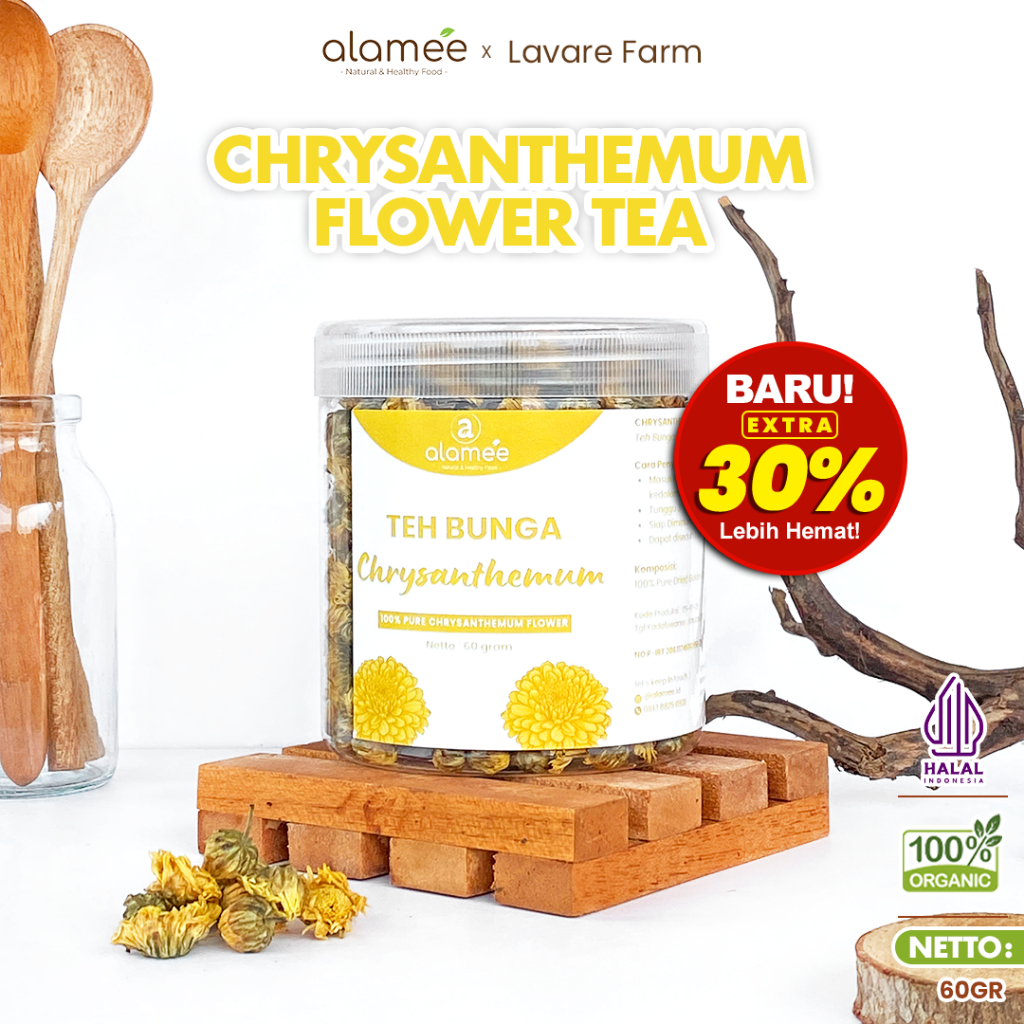 

ALAMEE Chrysanthemum Tea Teh Bunga Krisan Golden Chrysant Emas Herbal Alami Organik Crysanthemum 60g BUMA
