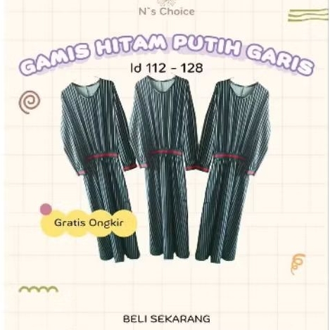 Gamis Hitam Putih Bergaris by N's Choice