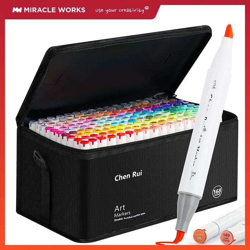 

MW&Chenrui Spidol Warna Warni Dual-tip(ujung brush+ujung broad)Art Marker Set Ohuhu Markers
