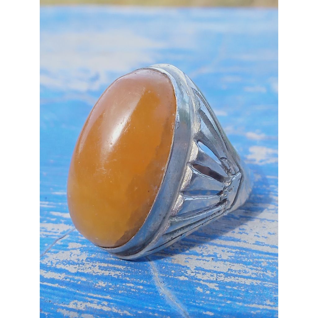 Cincin Batu Posil ManiGajah Kristal Madu