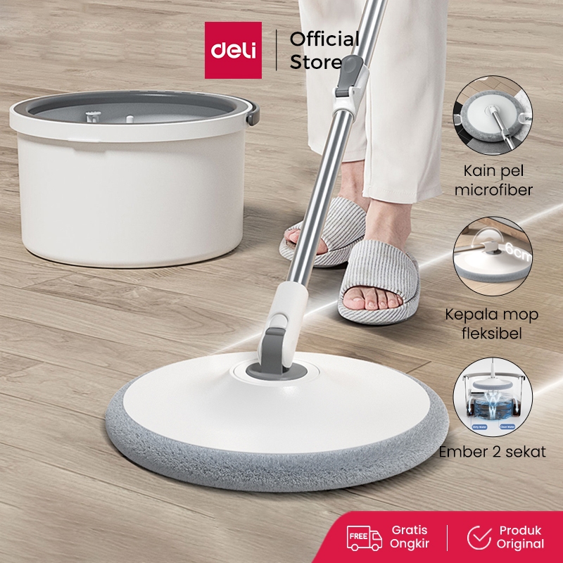 Vusign Spin Mop 360 derajat / Alat Pel Putar Otomatis Fleksibel dengan Kain Mikrofiber VS1045