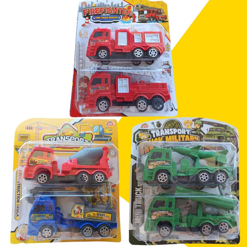 [CS] MAINAN TRUCK BESAR ISI 2 PCS | MAINAN TRUCK PEMADAM TRUCK KONSTRUKSI TRUCK MILITER BESAR