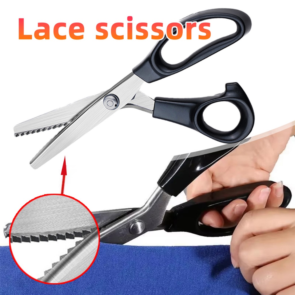 

9inch Gunting Bergelombang Baja tahan karat Gunting gerigi zigzag Perlengkapan Kerajinan DIY
