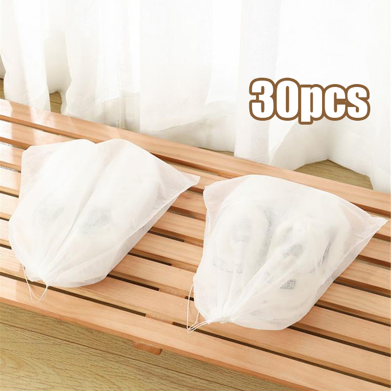 30pcs Tas Serut Penyimpanan Sepatu Dustbag Disposable Bag Serut Kantong Debu Pouch Sepatu
