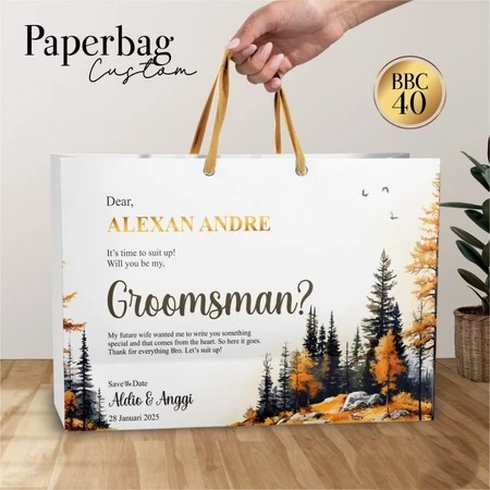 

TAS PAPER BAG BRIDESMAID SIMPLE ELEGANT BAHAN BRIEF CARD - PAPER BAG BRIDESMAID CUSTOM - BBC