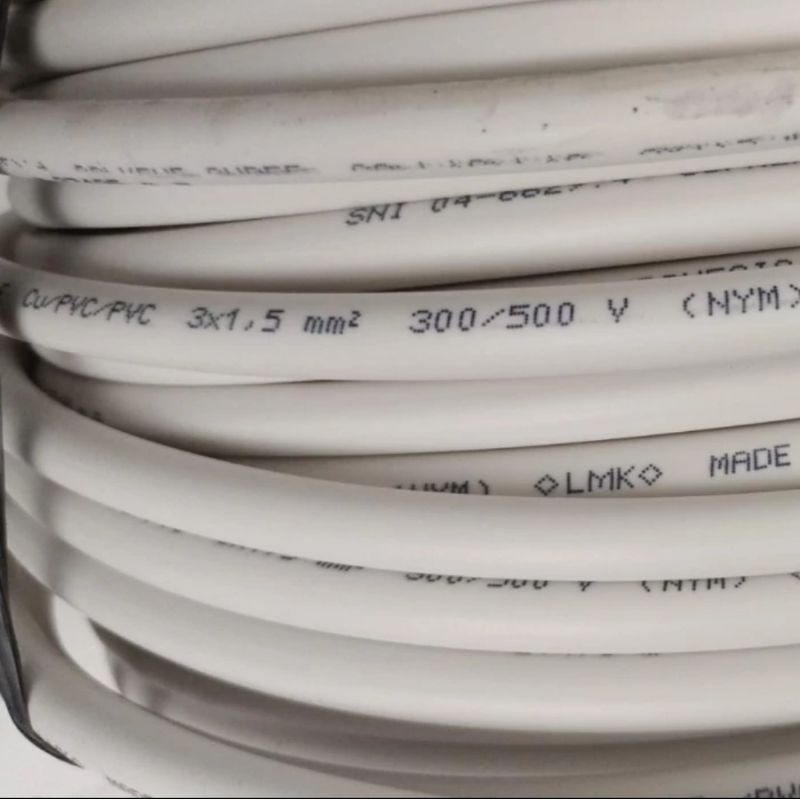 Kabel Listrik NYM 3x1.5 Supreme Putih ECER / PER METERKawat Tunggal NYM 3 x 1.5 mm2 SUPREME Ecer
