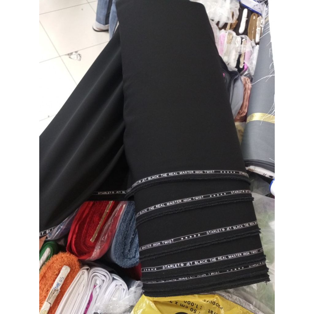 PROMO KAIN WOOL TWIS JET BLACK KAIN UNTUK JAS DAN CELANA PREMIUM