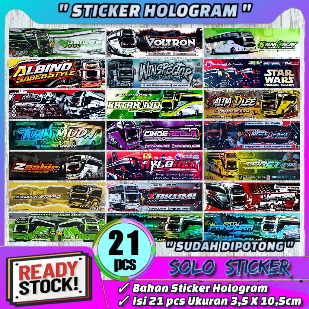 

Sticker Bus Panjang Hologram 21 pcs Sudah Dipotong