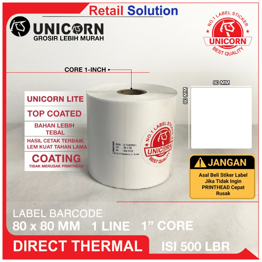 

Kertas Stiker Resi Barcode Label Thermal - 80x80 / 80 x 80 mm / 80x80mm / 8x8cm / 8 x 8 cm / 8x8 cm