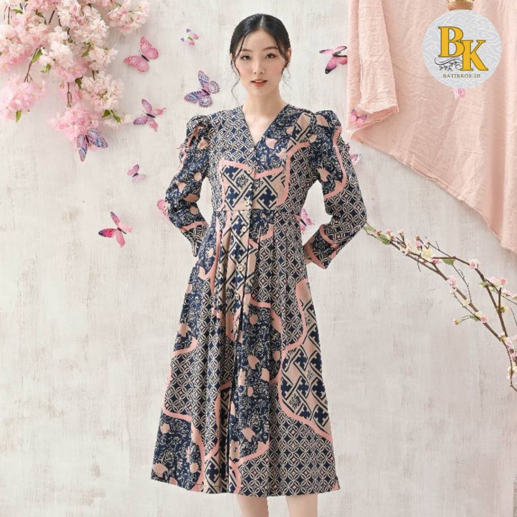 Dress Batik 258 BNI/ Terusan Batik Modern / Batik Kantor
