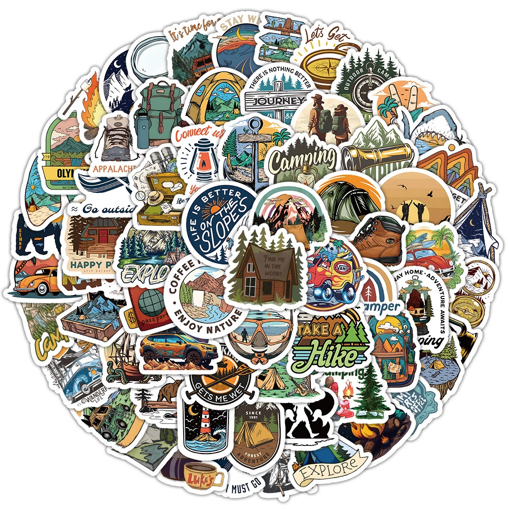 

STICKER VINIL ISI 50 PCS CAMPING HIKING TENDA ANTI AIR AESTHETIC BOTTLE