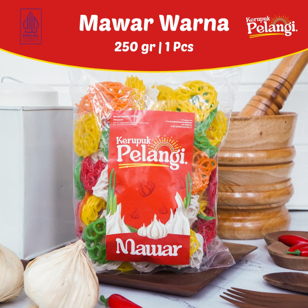 

250 GR KERUPUK PELANGI KERUPUK MAWAR WARNA MENTAH RASA BAWANG