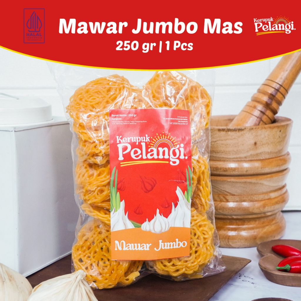 

250 GR KERUPUK PELANGI KERUPUK MAWAR JUMBO MAS MENTAH RASA BAWANG