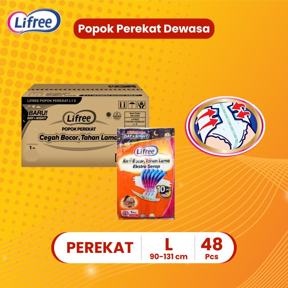 PROMO  Lifree Popok Perekat L 1 karton isi 48 - Popok Dewasa/ Lansia
