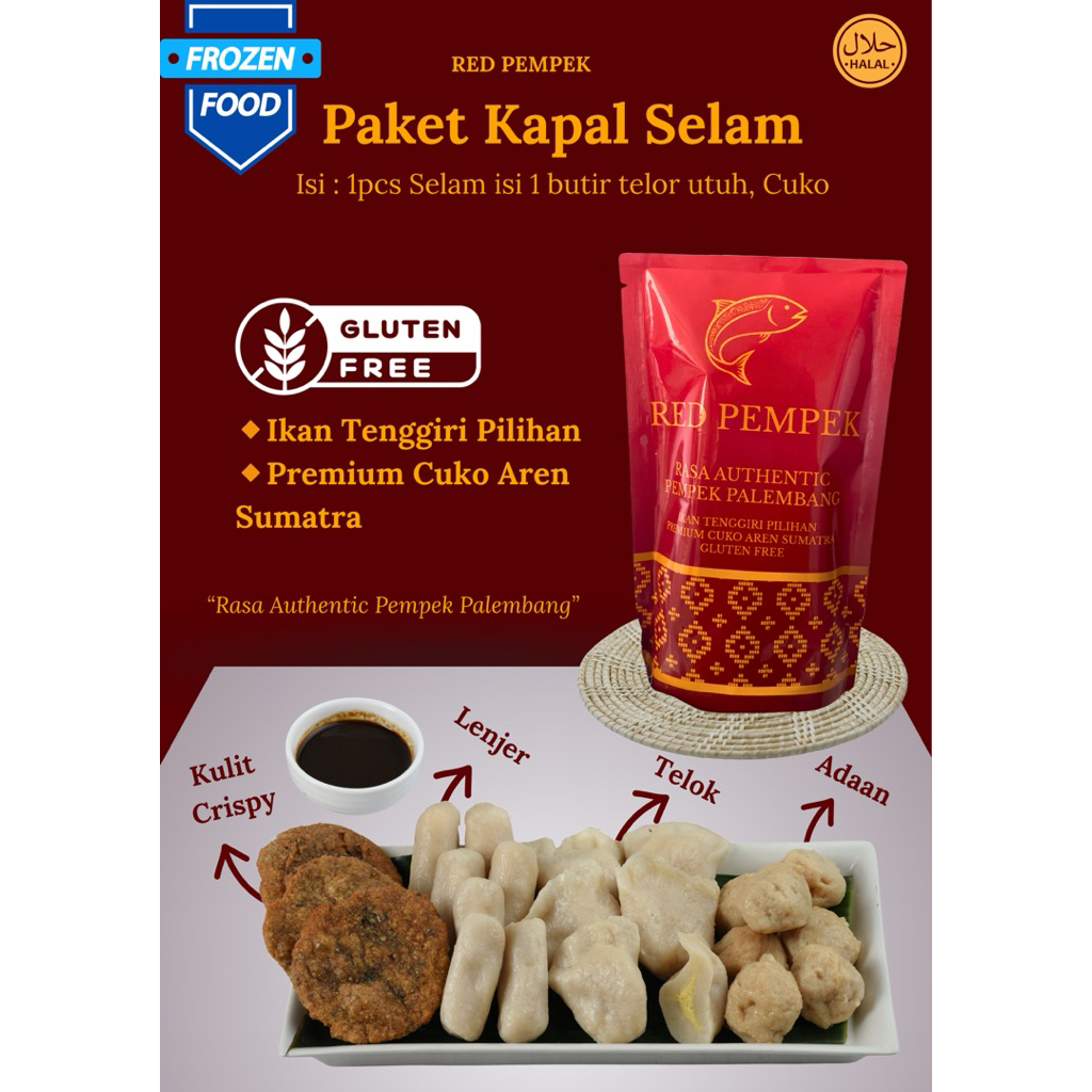 

Red Pempek – Paket Kapal Selam | Pempek Ikan Tenggiri Asli Gluten-Free + Cuko Aren