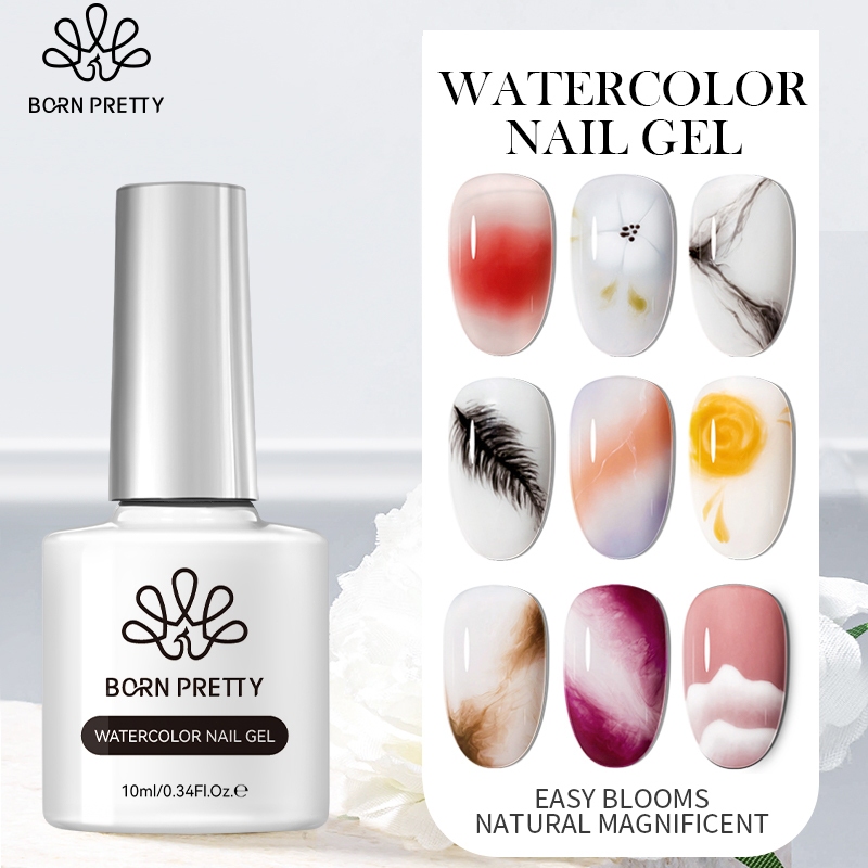 BORN PRETTY Clear Blooms Gel 10ml Watercolor Nail Gel Polish for Spreading Effect Marble Gel Nail Po