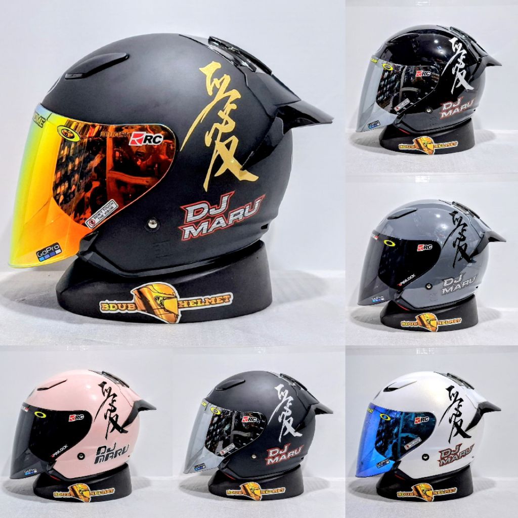 Helm Half face Kyt Dj maru solid paket ganteng kanji