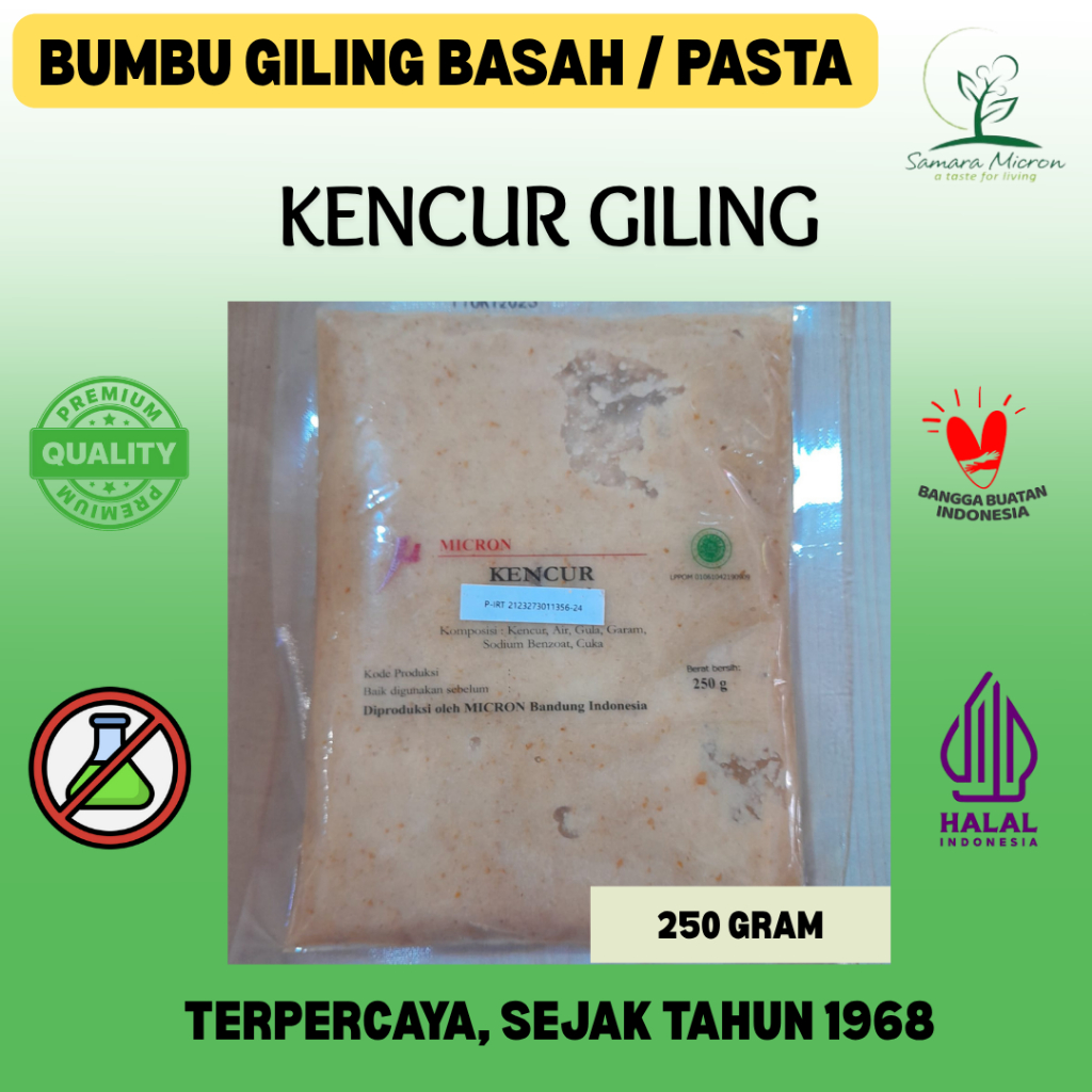 

Bumbu Dasar Samara Micron - Kencur / Cikur Giling Basah / Pasta - 250 Gram