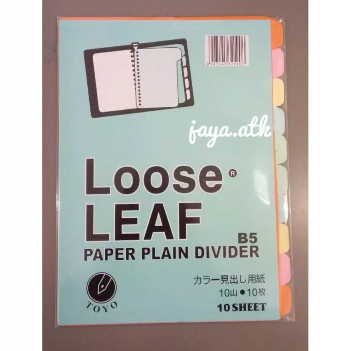 

PEMBATAS BINDER NOTE INDEX B5 26 LUBANG RING KERTAS 10 WARNA PASTEL TOYO LOOSE LEAF DIVIDER