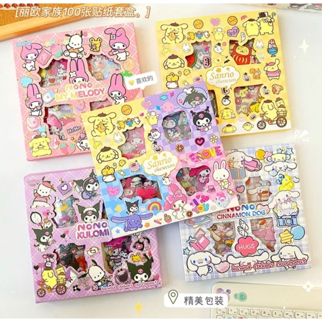 

Stiker Karakter Sanrio, Momo, Labubu
