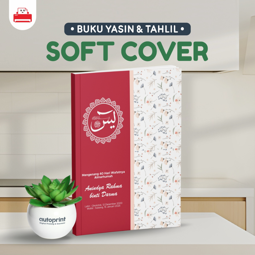 Buku Yasin dan Tahlil Softcover 128 Hal - Custom Foto dan Nama + Sisipan