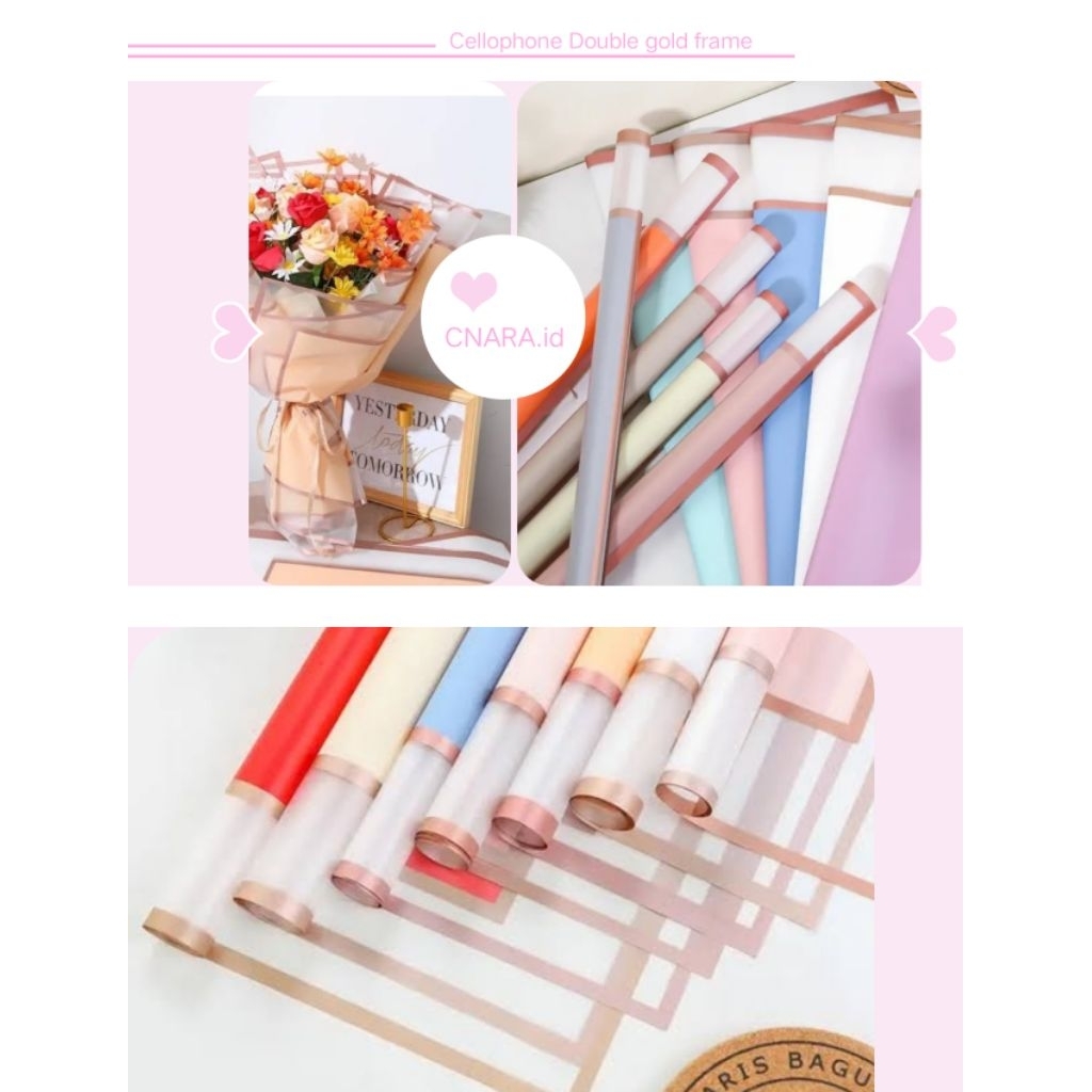 

Kertas Cellophone Double List Gold Frame!! murah eceran