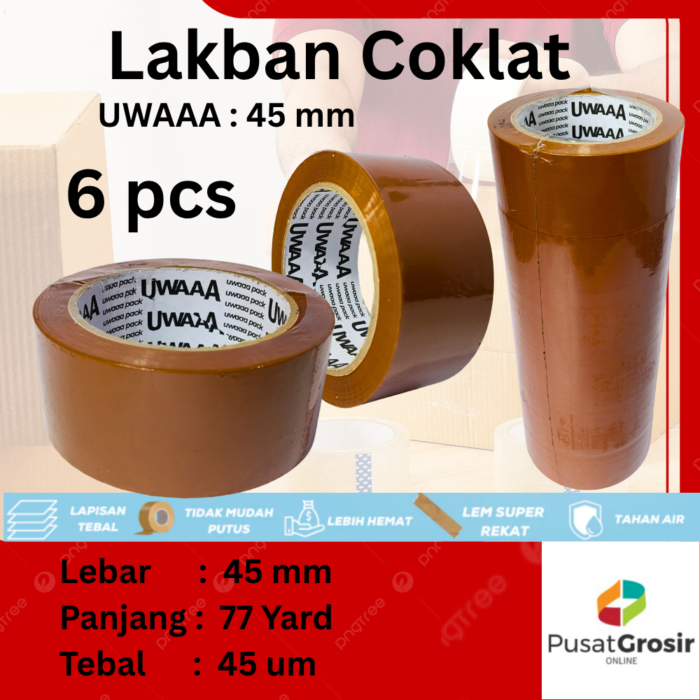 

LAKBAN COKLAT 45 mm x 77 YARD UWAAA KUALITAS DAIMARU TAPE SOLATIP MURAH