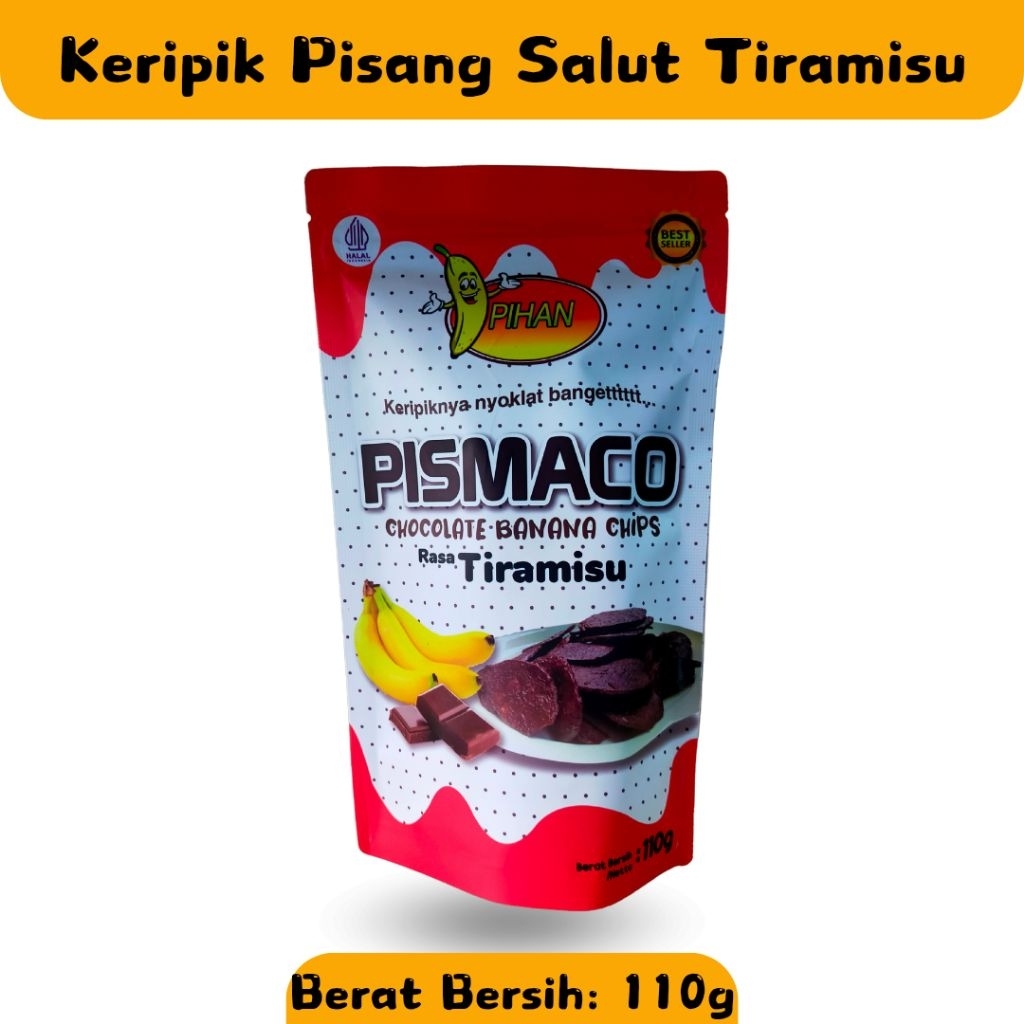 

Pismaco Keripik Pisang Salut Cokelat Tiramisu Lumer 110g