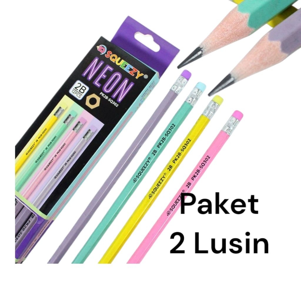

24 Pcs/Pensil SQUEEZY Neon SQ-302/Pencils/pensil Sekolah/Alat Menulis Dan Menggambar