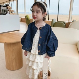 DaadaaKids 3-10 tahun stelan 2 in 1 outer denim dress cream fashion Viral Anak Perempuan Termurah se