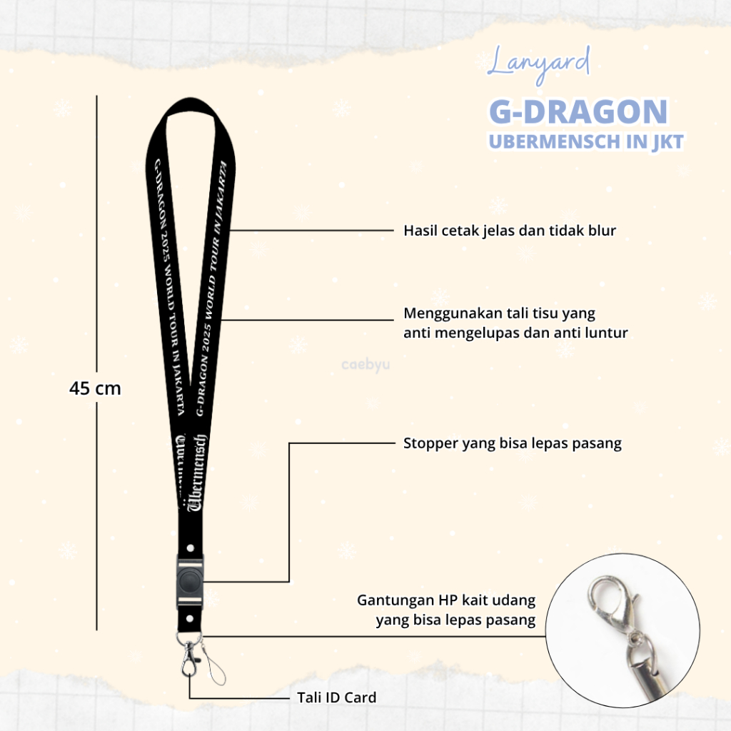 

READY STOCK Lanyard G-DRAGON Übermensch in Jakarta Kpop gd gdragon g dragon bigbang big bang vip Konser ubermensch JKT Indonesia INA K-Pop Tali Gantungan HP PC ID Card Cahol Card Holder