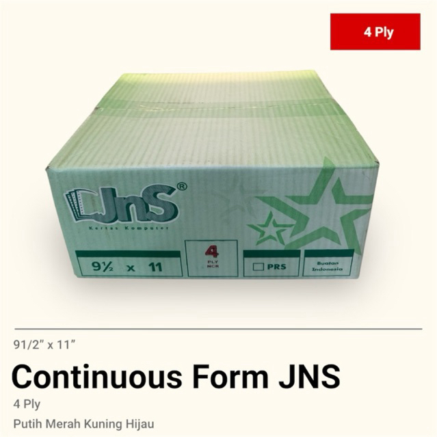 

Continuous Form JNS 4 Ply Kertas Komputer Rangkap 4 91/2” x 11”